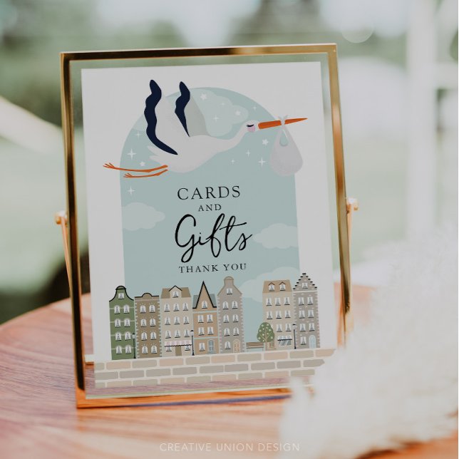 Cartões de decoração do Chá de fraldas Stork Boho  (Boho Baby Shower Stork)