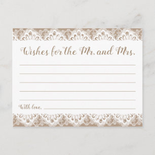 Cartões de desejos de burlap e Lace Wedes, Rustic