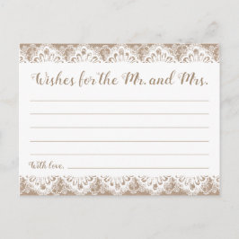 Cartões de desejos de burlap e Lace Wedes, Rustic
