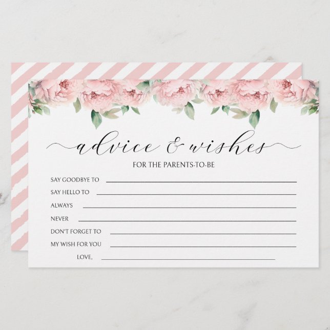 Cartões de desejos de chá de fraldas de peonia ros (Frente/Verso)