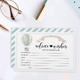 Cartões de desejos de chás de fraldas de balões de