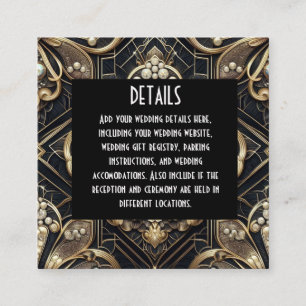 Cartões de Detalhes de Casamento Art Deco