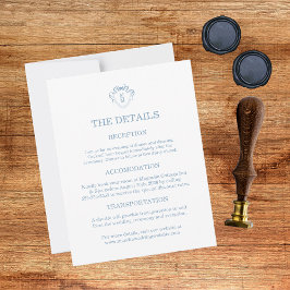 Cartões de Detalhes de Casamento Azuis Desenhados 