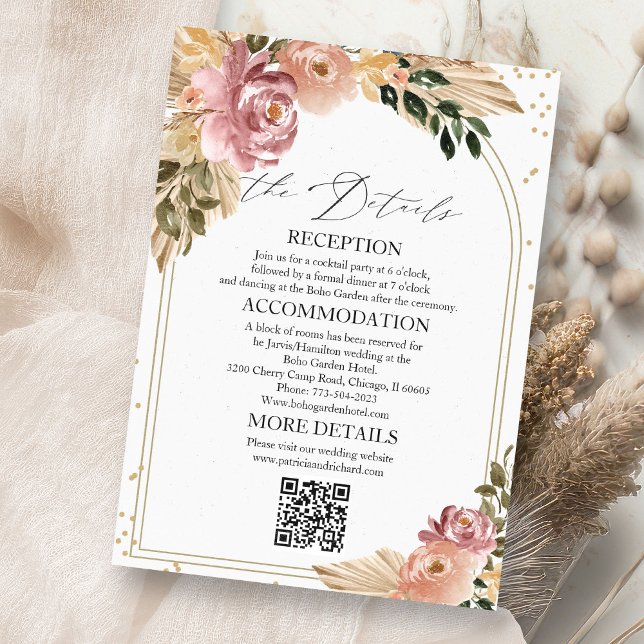 Cartões de Detalhes de Casamento Chic Boho (Criador carregado)