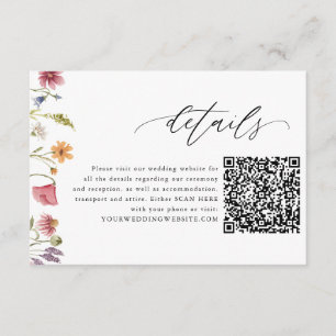 Cartões de Detalhes de Casamento com Código QR Flo