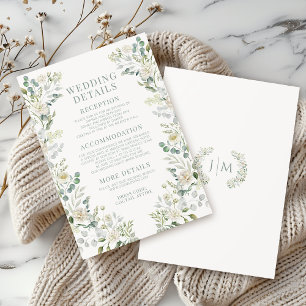 Cartões de Detalhes de Casamento com Folhas Verdes