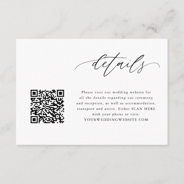 Cartões de Detalhes de Casamento do Código QR para (Frente)