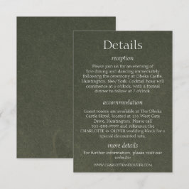 Cartões de Detalhes de Casamento Elegantes em Verd