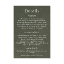 Cartões de Detalhes de Casamento Elegantes em Verd