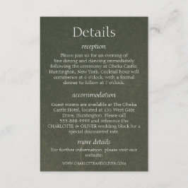 Cartões de Detalhes de Casamento Elegantes em Verd