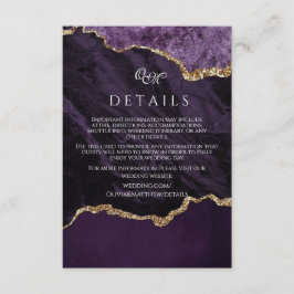 Cartões de Detalhes de Casamento em Script Roxo Ág