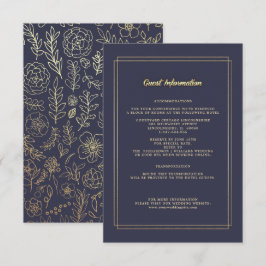 Cartões de Detalhes de Casamento Florais Azul Mari