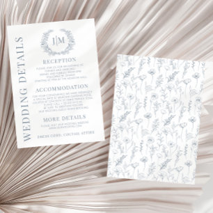Cartões de detalhes de casamento florais brancos a