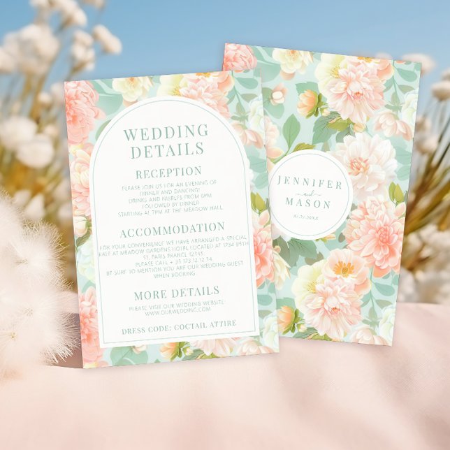 Cartões de Detalhes de Casamento Florais com Peôni (Criador carregado)