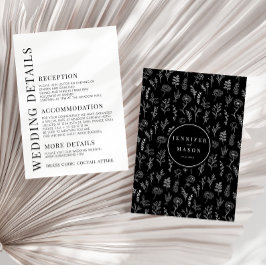 Cartões de detalhes de casamento florais elegantes