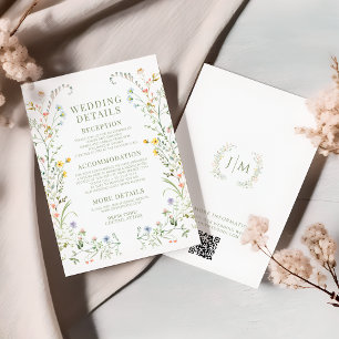 Cartões de Detalhes de Casamento Floral de Prado C