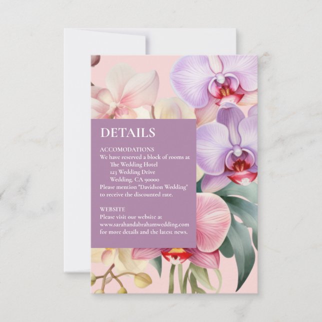 Cartões de Detalhes de Orquídeas Arco-Íris Pastel (Frente)
