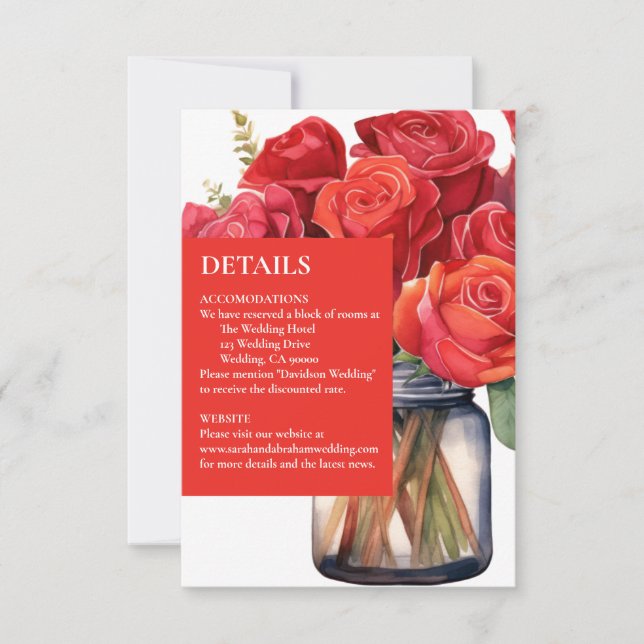 Cartões de Detalhes de Rosas Vermelhas (Frente)