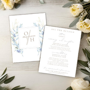 Cartões de Detalhes do Casamento com Ramo de Olive