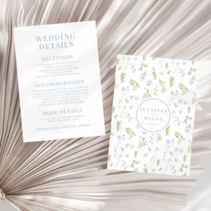 Cartões de detalhes do casamento de primavera azul