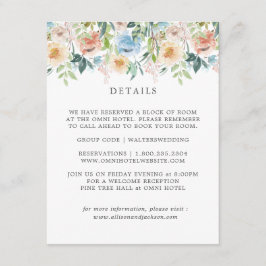 Cartões de Detalhes do Casamento Floral Azul Paste