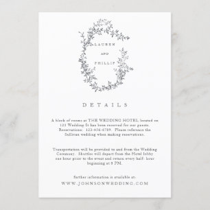 Cartões de Detalhes do Casamento Floral de Artes M