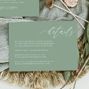Cartões de Detalhes do Casamento Russo Verde Sage