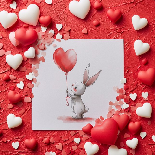 Cartões de Dia de os namorados de coelho giro (Cute Valentine's Day cards for kid's classroom card exchanges.)