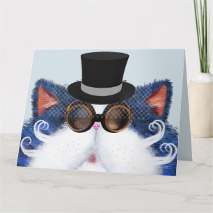CARTÕES DE DIA DOS PAIS COM ARTE DE GATO STEAMPUNK