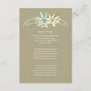 Cartões de Direção de Casamento Burlap Spring Flow