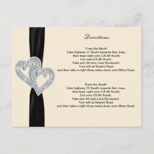 Cartões de Direção de Fita Preta de Diamante Elega