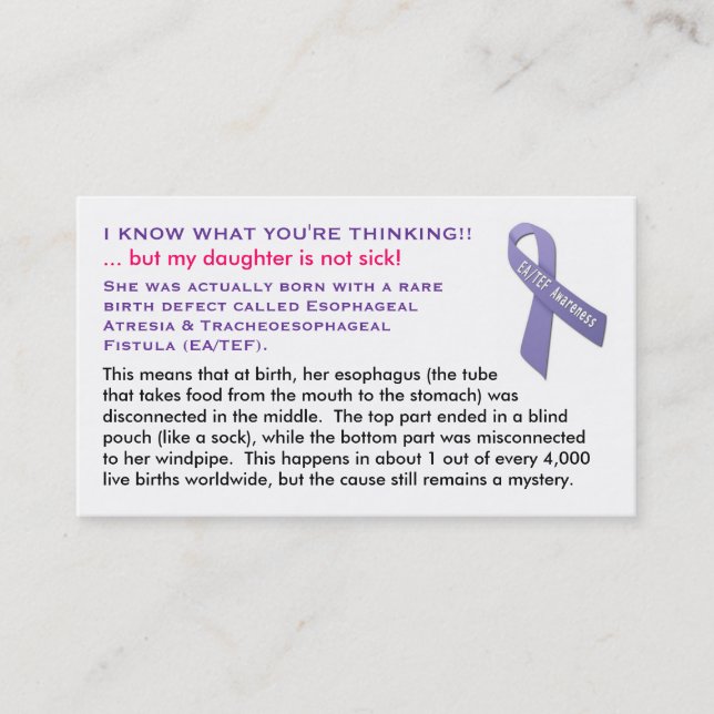 Cartões de EA/TEF para meninas (Frente)