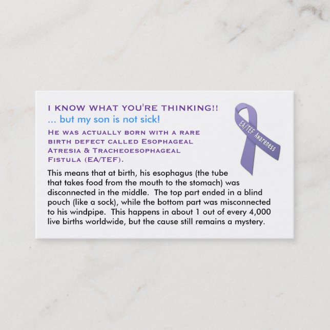 Cartões de EA/TEF para meninos (Frente)