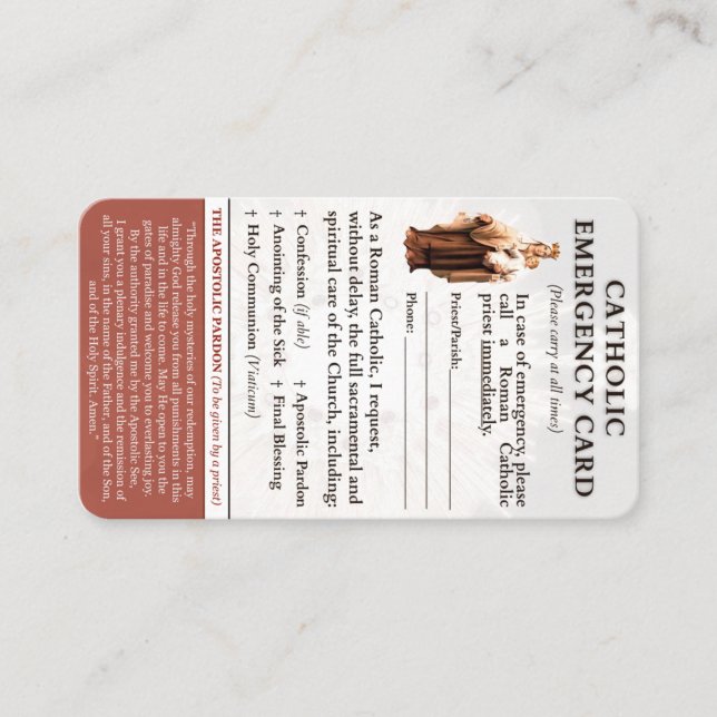 Cartões de emergência católicos (Frente)