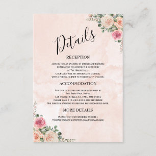 Cartões de Enclausura de Casamento Florais Rosa Mo
