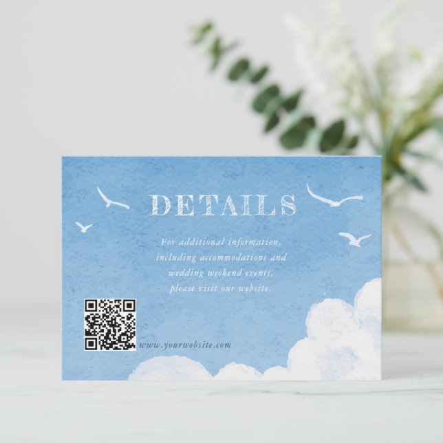 Cartões de Enclausuramento de Casamento com Céu Az (Em pé/Frente)