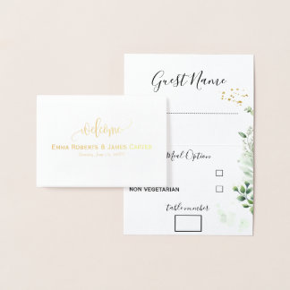Cartões de Escolha de Menu de Casamento com Folhag