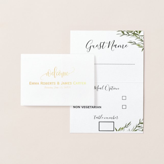 Cartões de Escolha do Menu de Casamento Verde (Exibição)