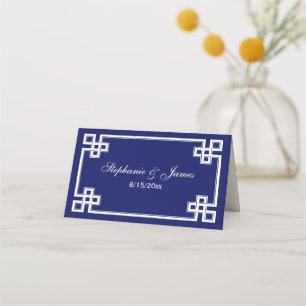 Cartões de Escort Fancy White Greek Key em Moldura