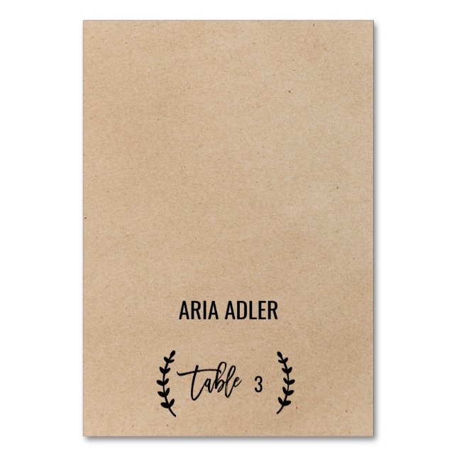 Cartões de Escort Locais Rustic Chic Faux Kraft (Frente)