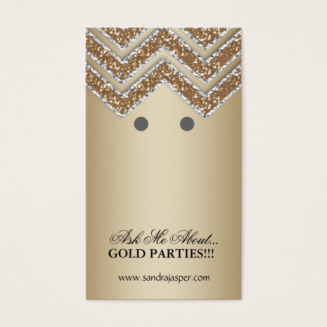 Cartões de Exibição Chevron Jewelry Dourado (Frente)