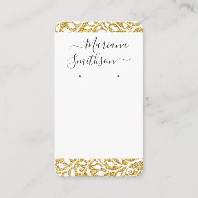 Cartões de Exibição de Brincos de Ouro Branco com  (Frente)