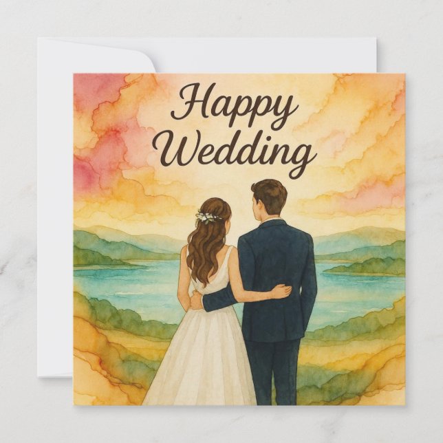 Cartões de Felicitações de Casamento Felizes (Frente)