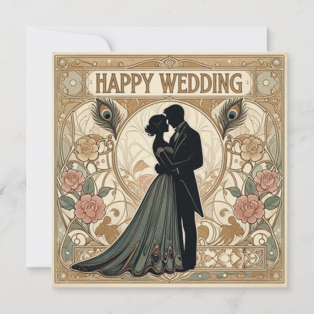 Cartões de felicitações de casamento felizes (Frente)