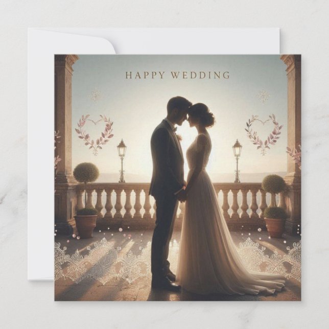 Cartões de felicitações de casamento felizes (Frente)