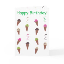 Cartões de Feliz Aniversário com Cones de Sorvete 