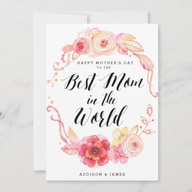 Cartões De feliz dia de as mães Para A Melhor Mãe  (Frente)