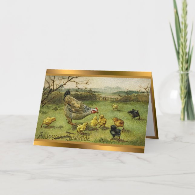 Cartões de Feriado de Páscoa Vintage Hen (Frente)