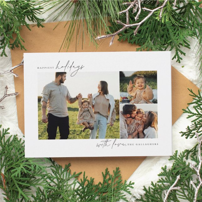 Cartões de Férias de Foto Multi Minimal Modernos (modern minimal holiday photo card multiple photos)