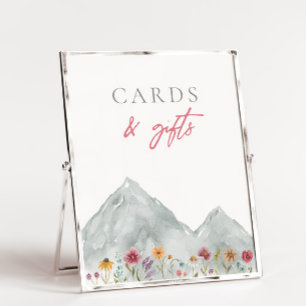 Cartões de flor selvagem das montanhas e sinal de